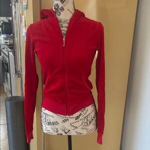 Juicy Couture Red Velour Zip Hoodie Jacket